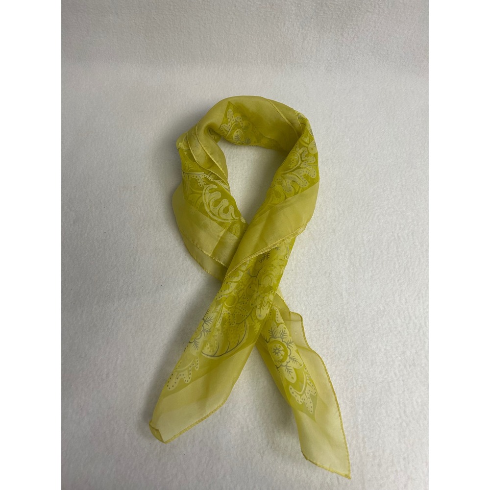 Cottagecore Vintage Unbranded Womens OS Yellow Floral Embroidered Square Scarf